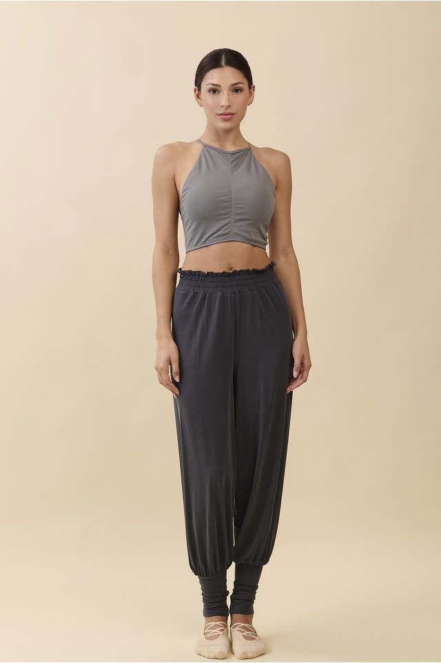 TB045 HALTER DRAPE TANKTOP CHARCOAL SOLID サイズ: S/M