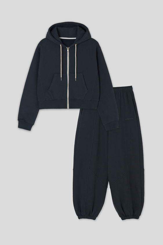 Sage zip-up hoodie & Have pants Set_Soft navy