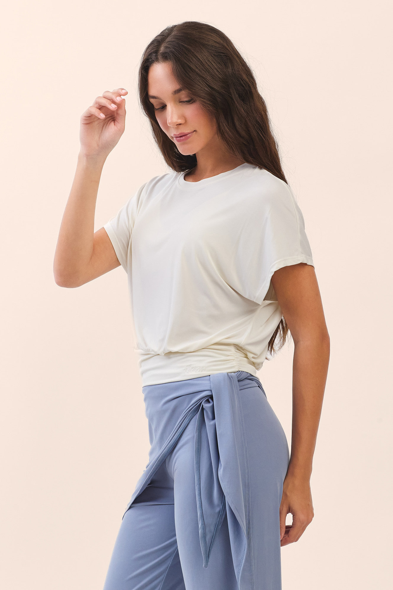 TS124 SHAPE BANDING CROP TEE IVORY SOLID サイズ: SS