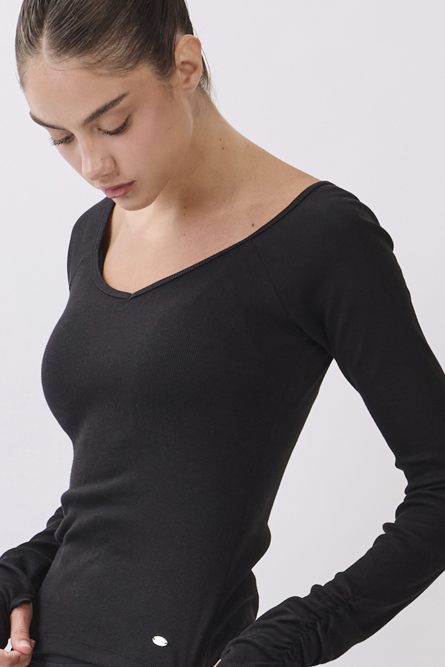 TL134 RIBBED L/SLEEVE T-SHIRT BLACK サイズ: S/M
