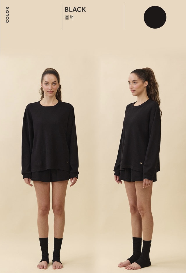 TL138 SOFT WAFFLE LONG TEE BLACK SOLID サイズ: ONESIZE