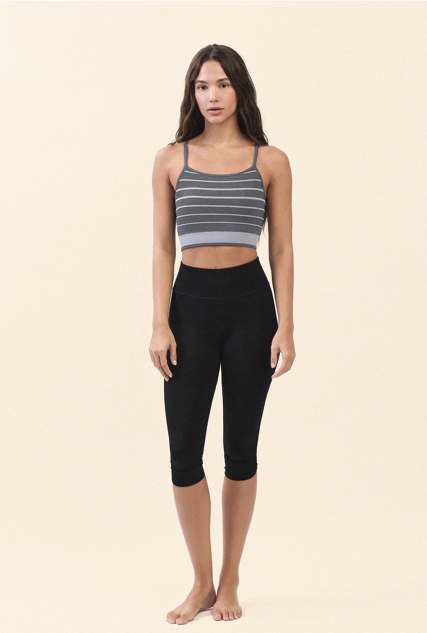 TB016 ESSENTIAL STRIPE BRATOP  GREY STRIPE サイズ: S/M