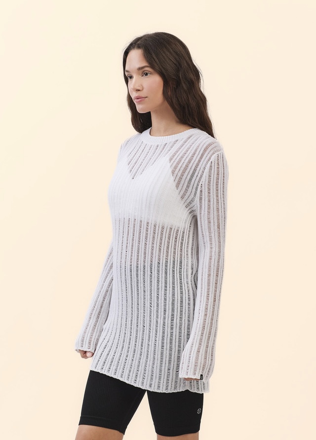 SP205 SHEER COVER-UP KNIT WHITE SOLID サイズ: F