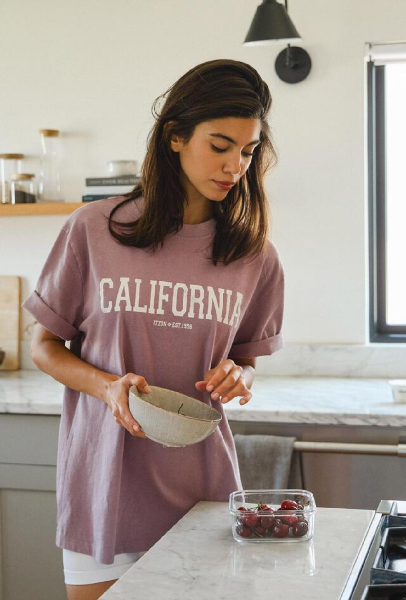 TS108 WASHED LOGO T-SHIRTS LAVENDER FADE サイズ: S/M