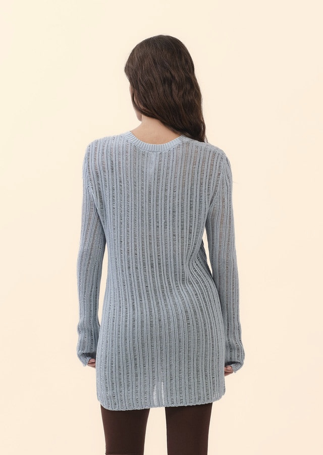 SP205 SHEER COVER-UP KNIT SKY BLUE SOLID サイズ: F