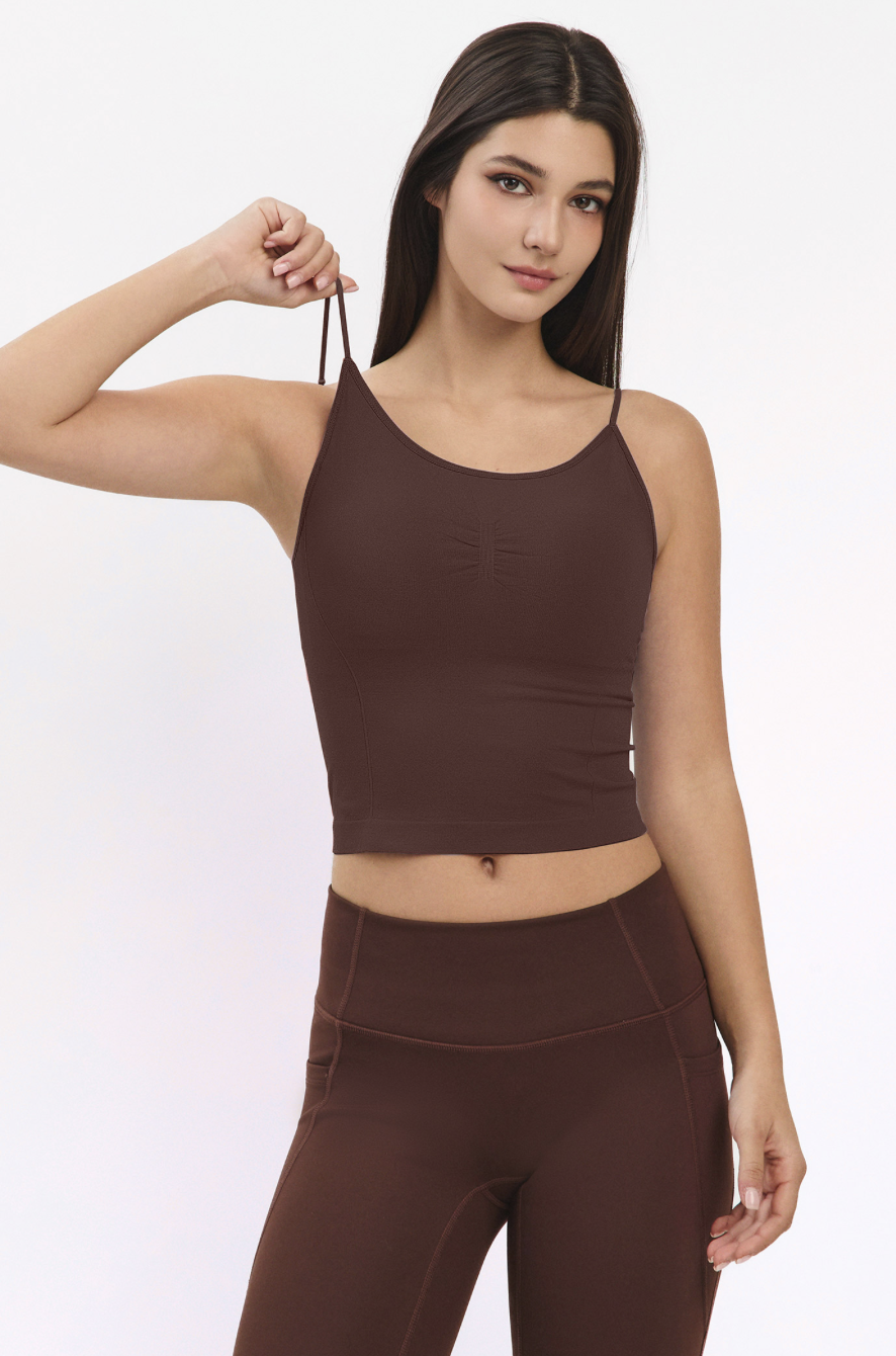 TT024 SEAMLESS TANKTOP BROWN サイズ: S/M