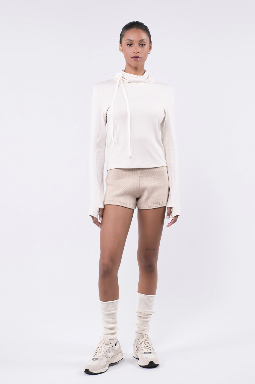 TL132 L/SLEEVE MOCKNECK T-SHIRT IVORY サイズ: S/M