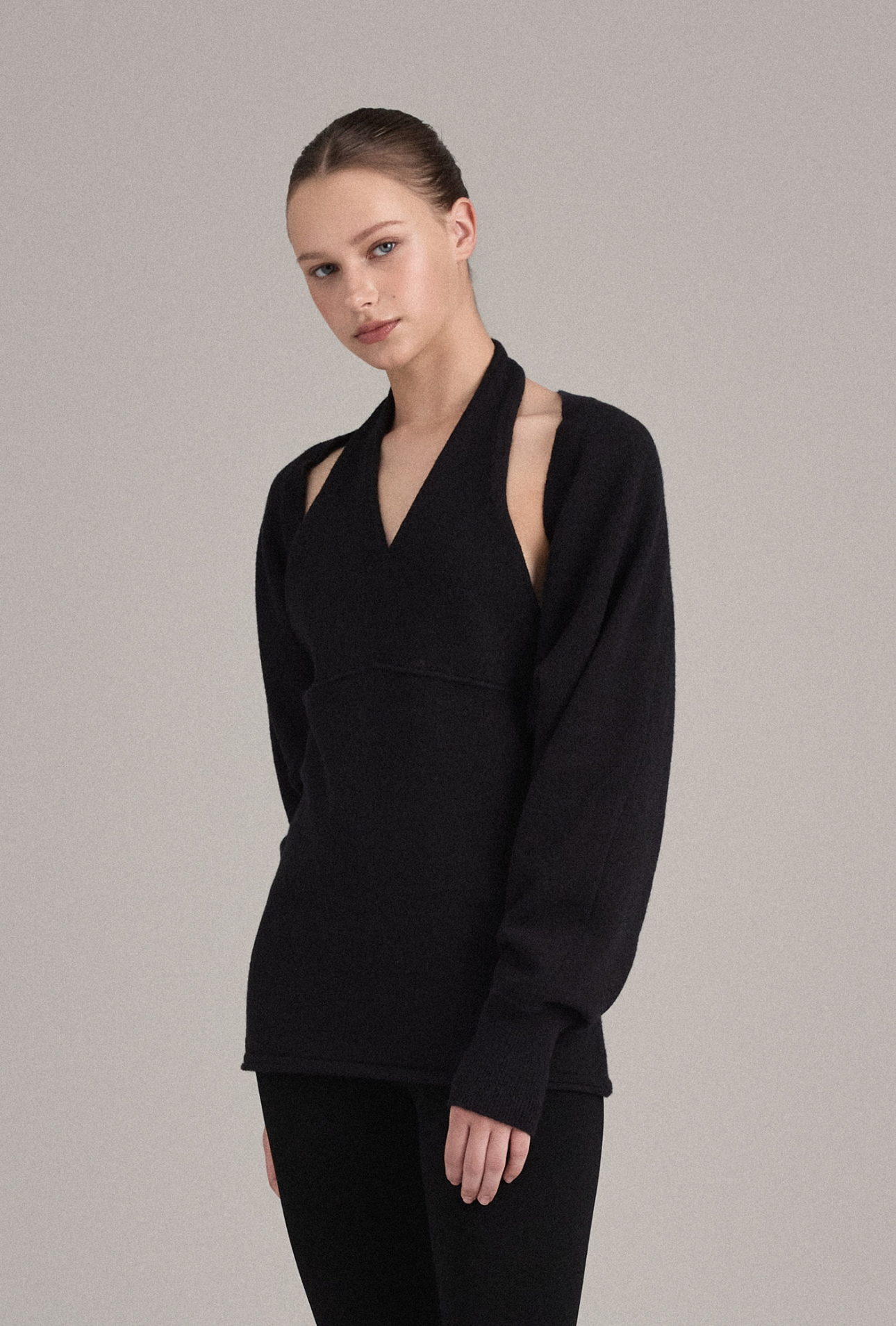 KC258 BOLERO KNIT CARDIGAN BLACK SOLID