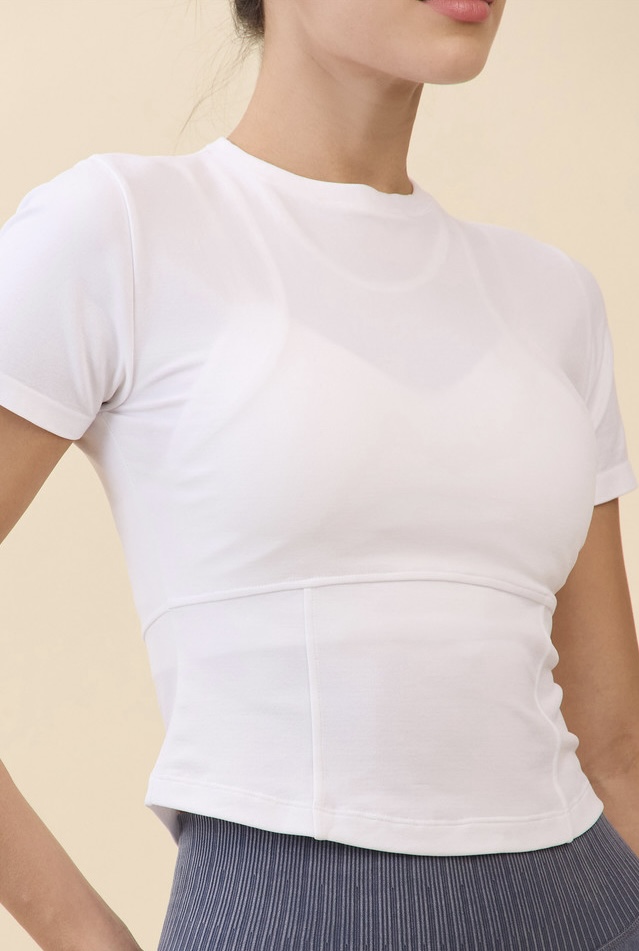 TS121 ESSENTIAL SLIM SHORT TEE WHITE SOLID サイズ: S/M