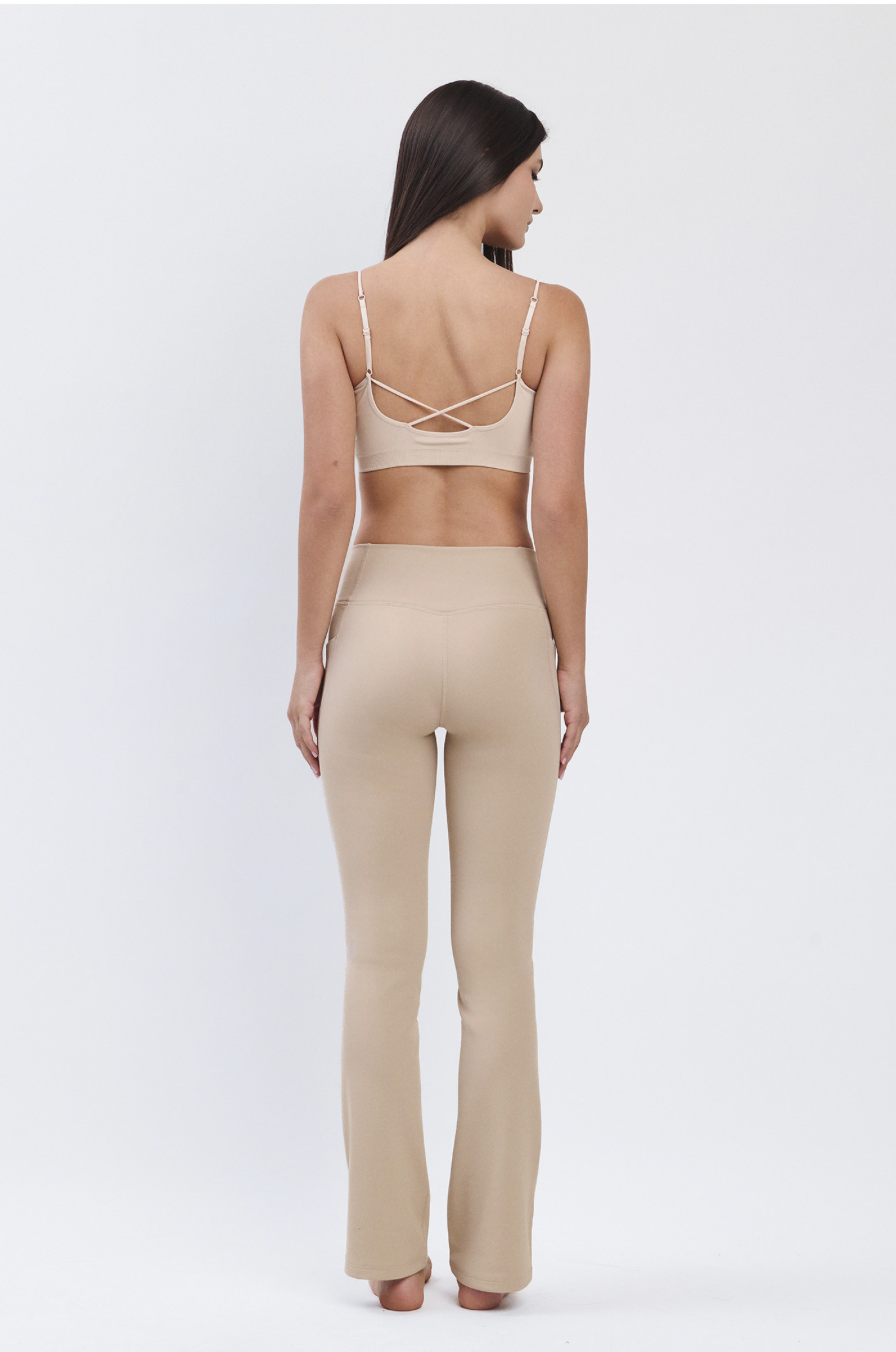 PL418 BONDED FLARE LEGGINGS BEIGE サイズ: S/M
