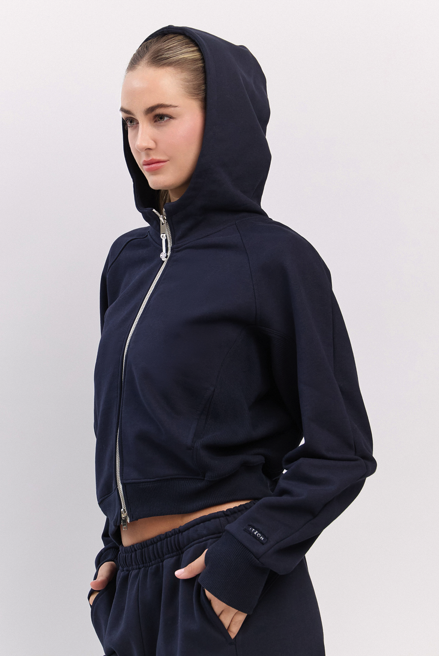TZ141 RIBBED BLOCK ZIP-UP NAVY サイズ: ONESIZE