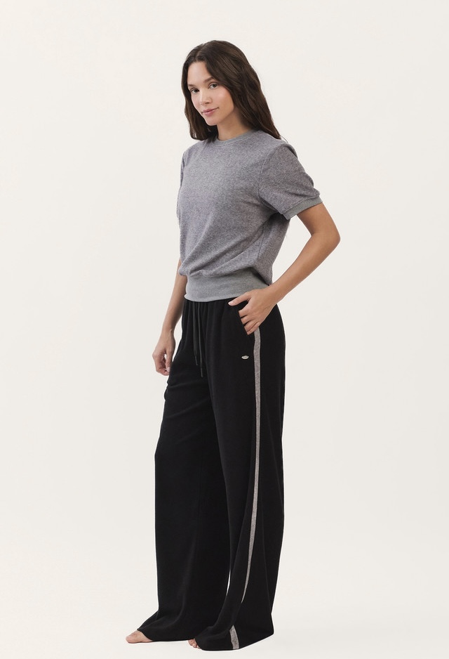 PJ487 LINE TERRY PANTS BLACK SOLID サイズ: ONESIZE