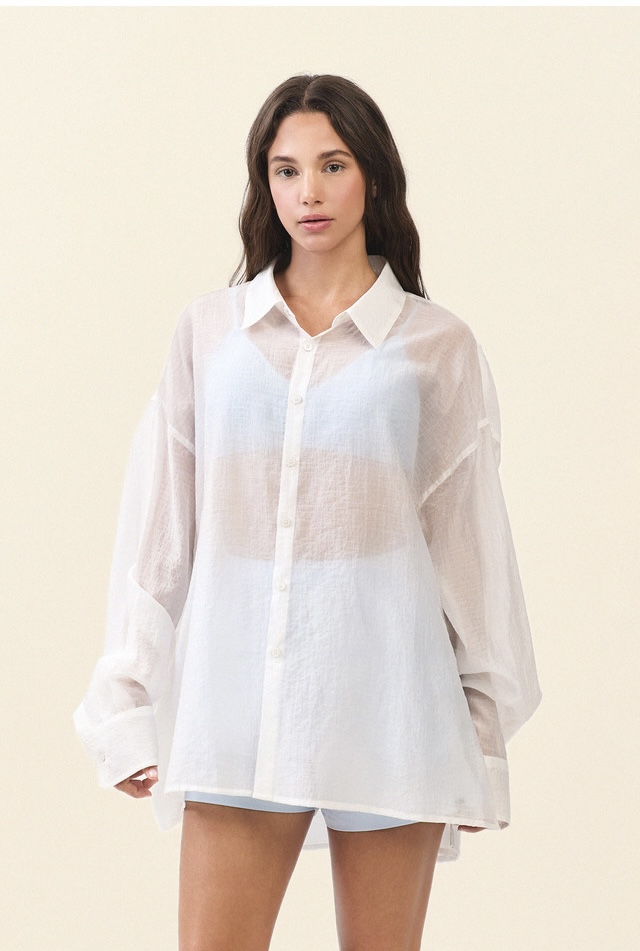 ST194 WRINKLED SLIT SHIRT CREAM SOLID サイズ: F