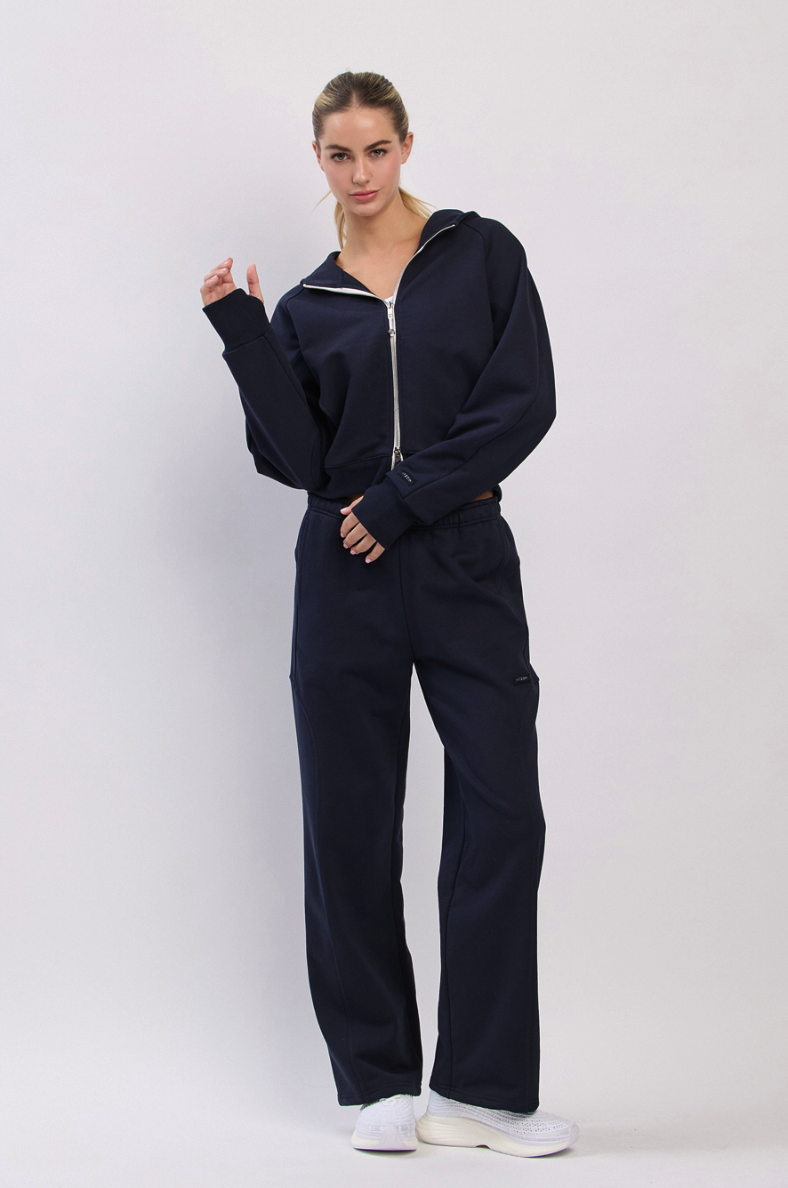 PJ461 RIBBED BLOCK PANTS NAVY サイズ: ONESIZE