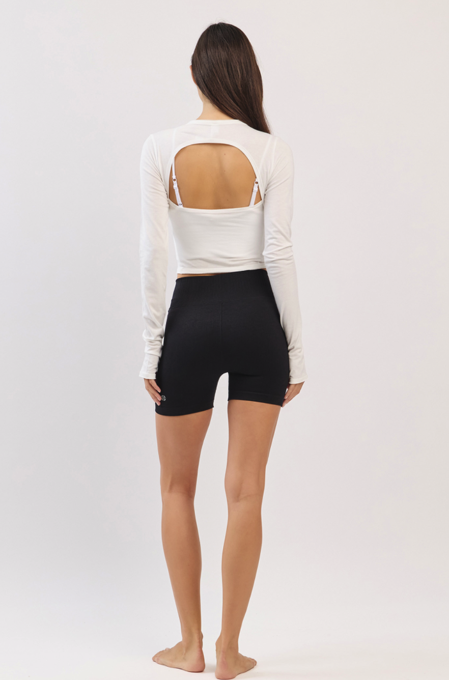 TL125 BACK OPEN L/S TOP IVORY サイズ: S/M