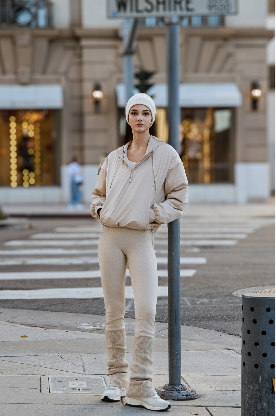 PL418 BONDED FLARE LEGGINGS BEIGE サイズ: S/M