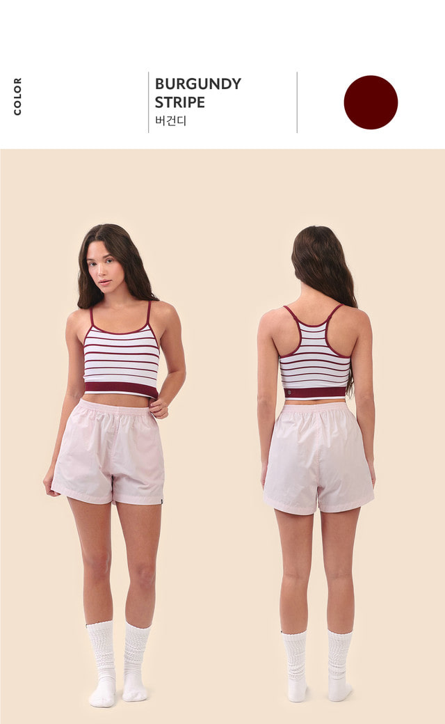 TB016 ESSENTIAL STRIPE BRATOP BURGUNDY STRIPE サイズ: S/M