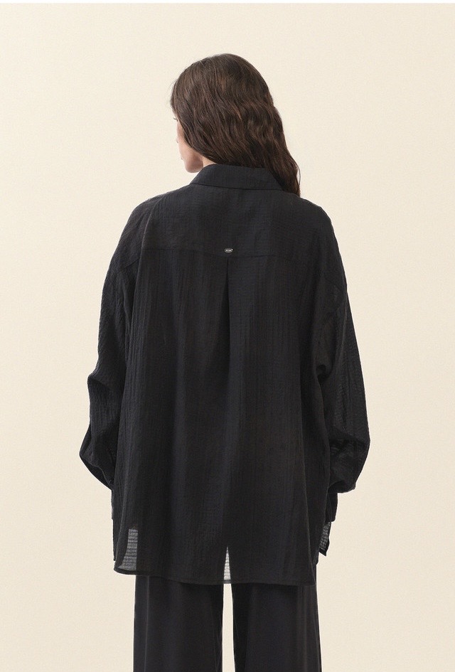 ST194 WRINKLED SLIT SHIRT BLACK SOLID サイズ: F