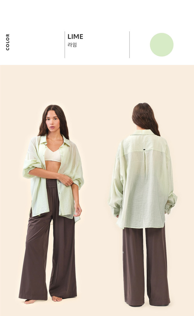 ST194 WRINKLED SLIT SHIRT LIME SOLID サイズ: F