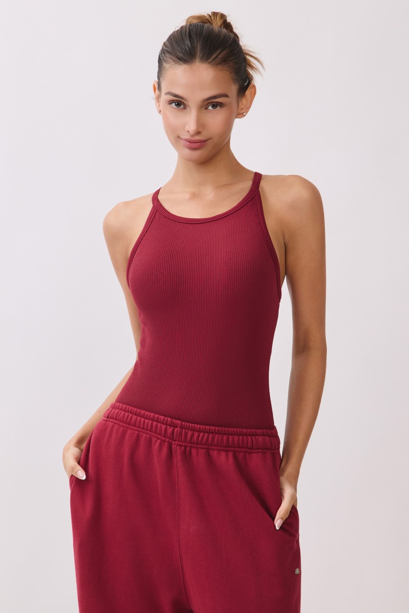 TT002 SIGNITURE HALTER TANK BURGUNDY
