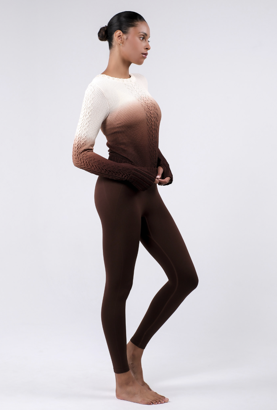 PL411 SEAMLESS LEGGINGS BROWN サイズ: S/M