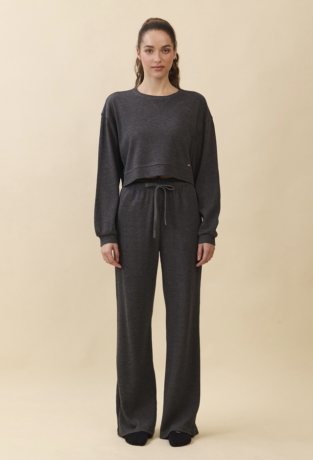 PJ483 WAFFLE LOUNGE PANTS CHARCOAL SOLID サイズ: S