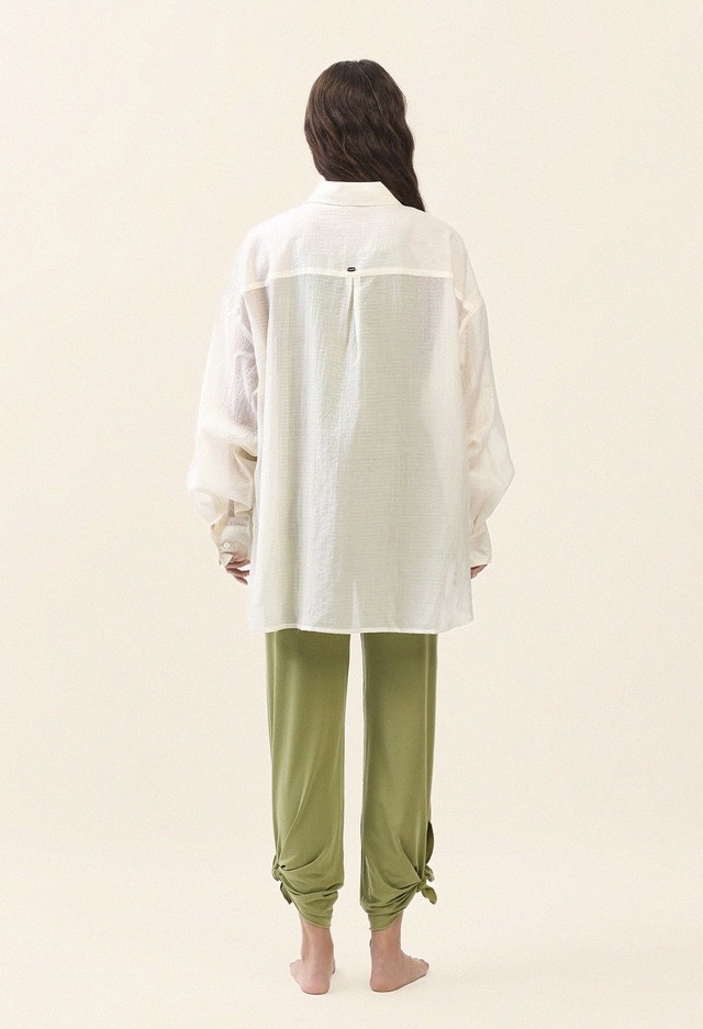 ST194 WRINKLED SLIT SHIRT L.YELLOW SOLID サイズ: F