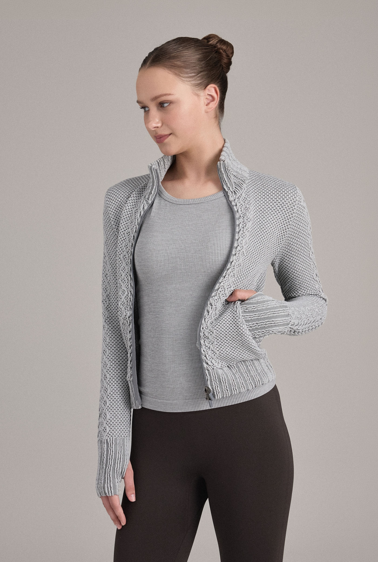 TZ151 SPONGE ZIP-UP M.GRAY SOLID サイズ: S/M