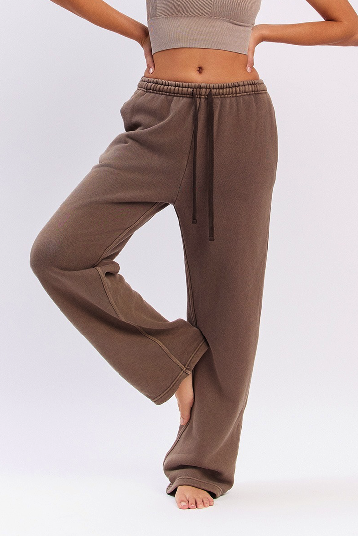 PL204 PIGMENTED FLEECE PANTS BROWN FADE