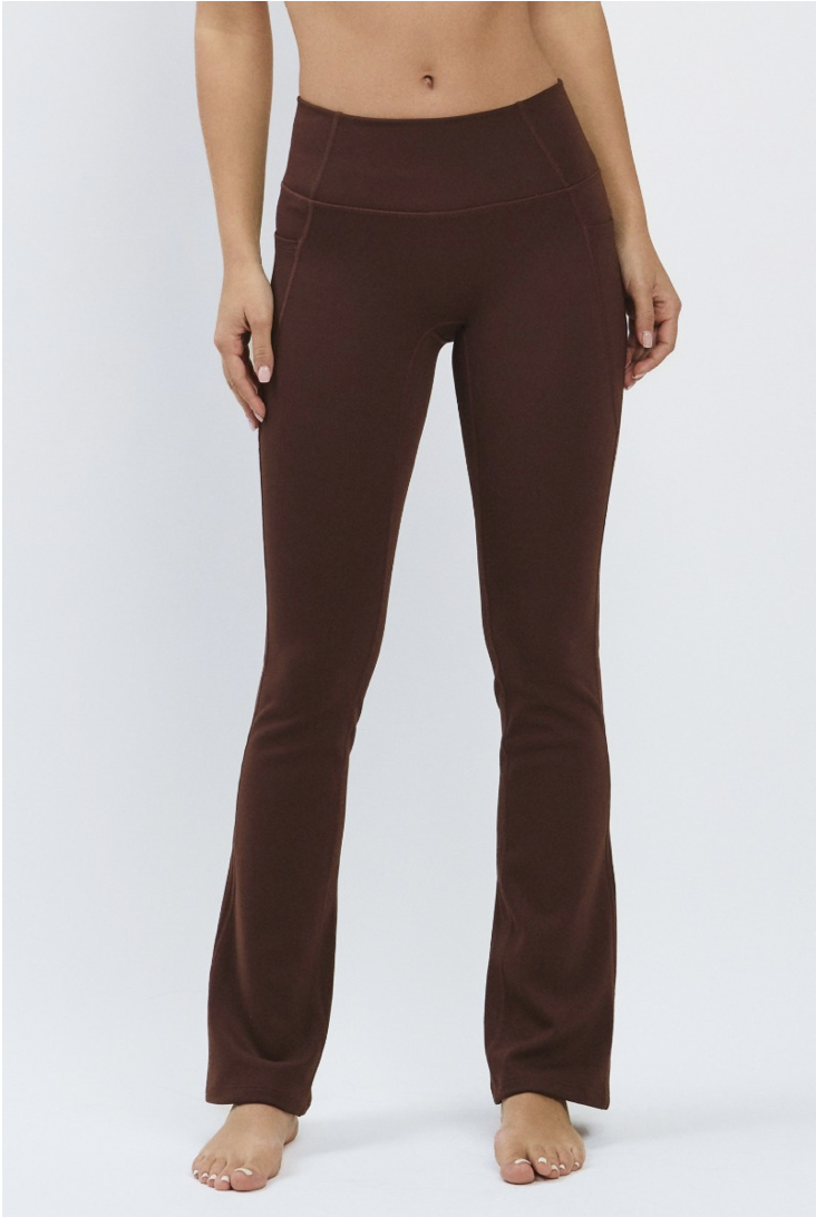 PL418 BONDED FLARE LEGGINGS BROWN