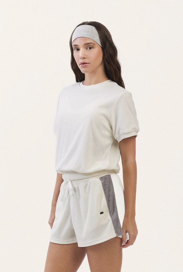 TS132 SOFT TERRY TEE CREAM SOLID サイズ: F