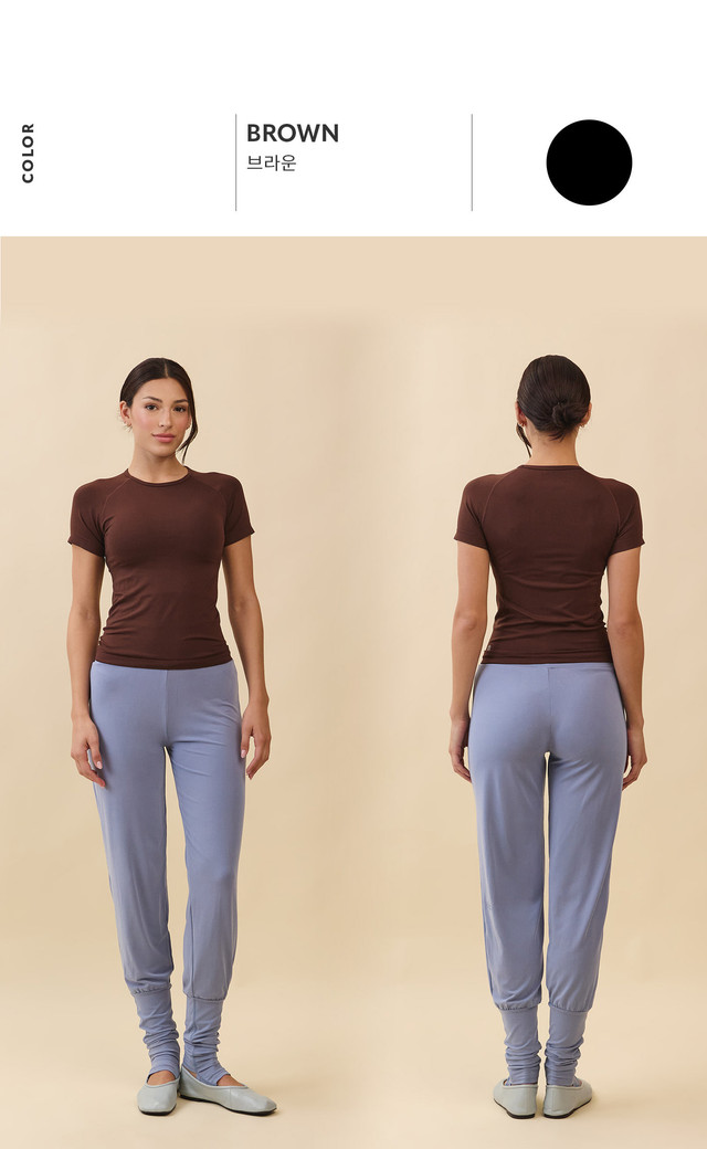 TS133 ALL-DAY SHORT TEE BROWN SOLID サイズ: S/M