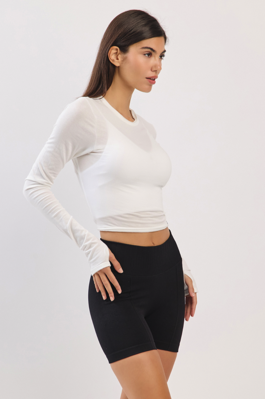 TL125 BACK OPEN L/S TOP IVORY サイズ: S/M