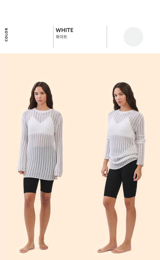 SP205 SHEER COVER-UP KNIT WHITE SOLID サイズ: F