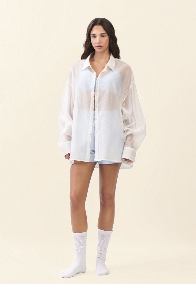 ST194 WRINKLED SLIT SHIRT CREAM SOLID サイズ: F