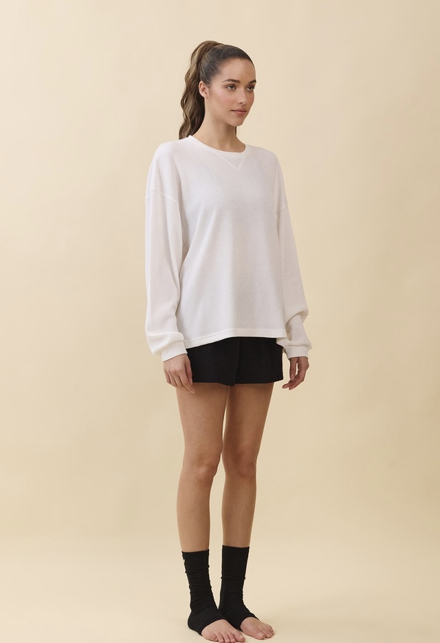 TL138 SOFT WAFFLE LONG TEE WHITE SOLID サイズ: ONESIZE