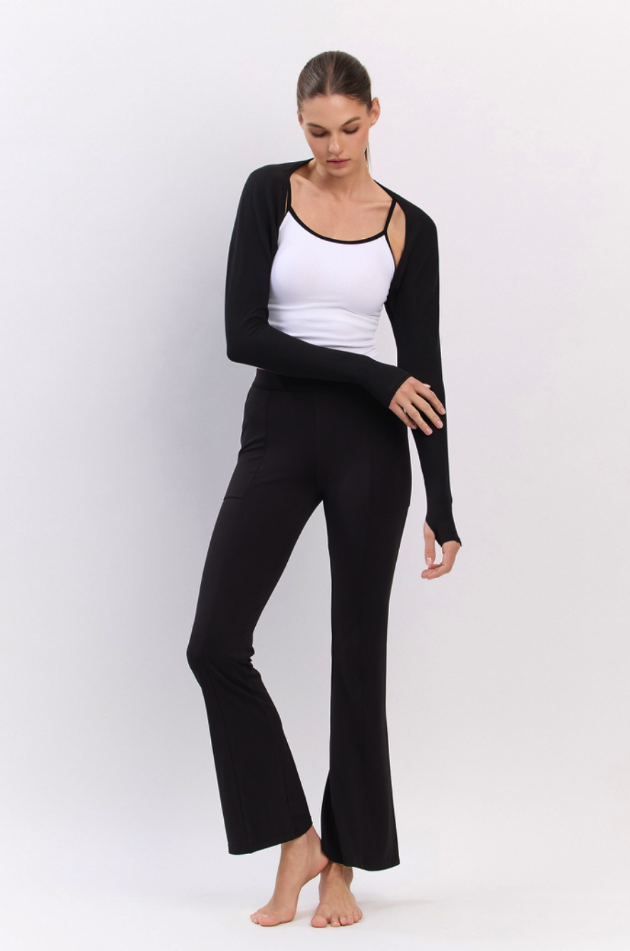 PL408 SLIT BOOT-CUT PANTS BLACK サイズ: S/M
