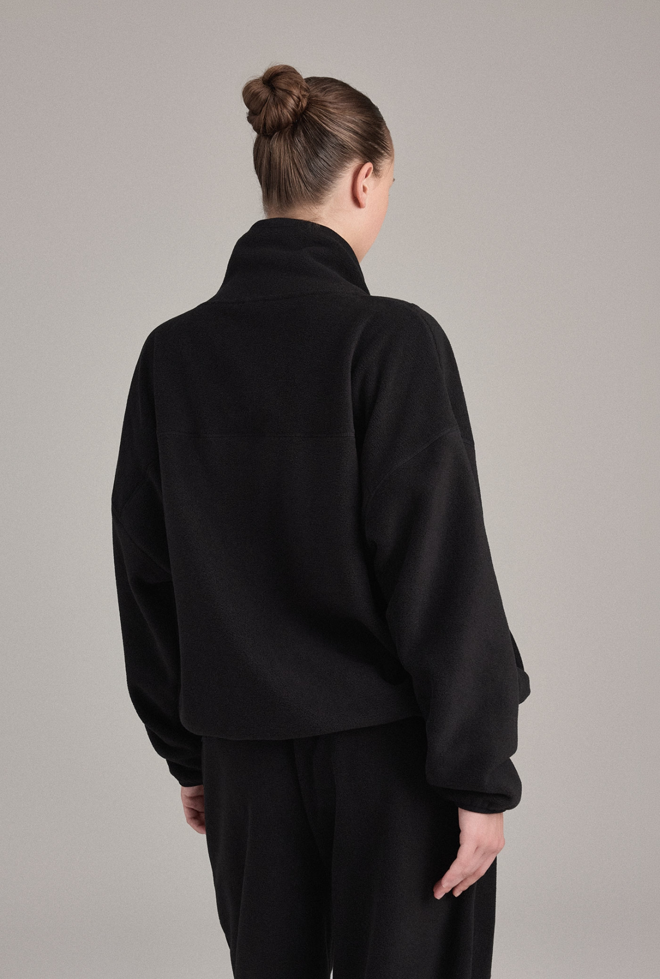 TL157 FLEECE HALF-ZIP TOP BLACK SOLID サイズ: F