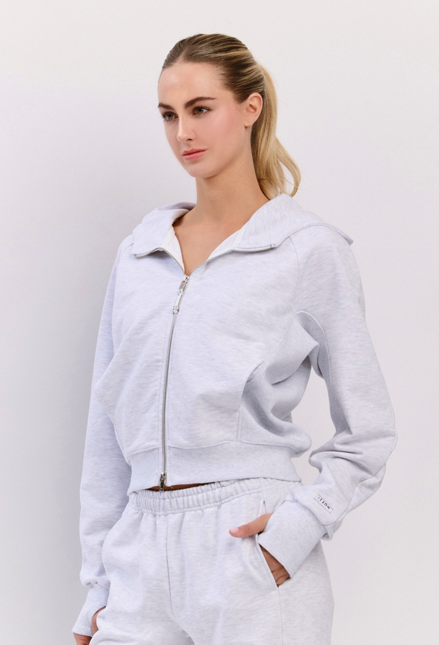 TZ141 RIBBED BLOCK ZIP-UP L.GRAY サイズ: ONESIZE