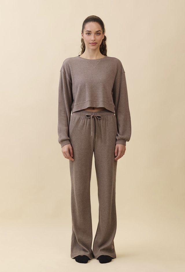 PJ483 WAFFLE LOUNGE PANTS BROWN SOLID サイズ: S