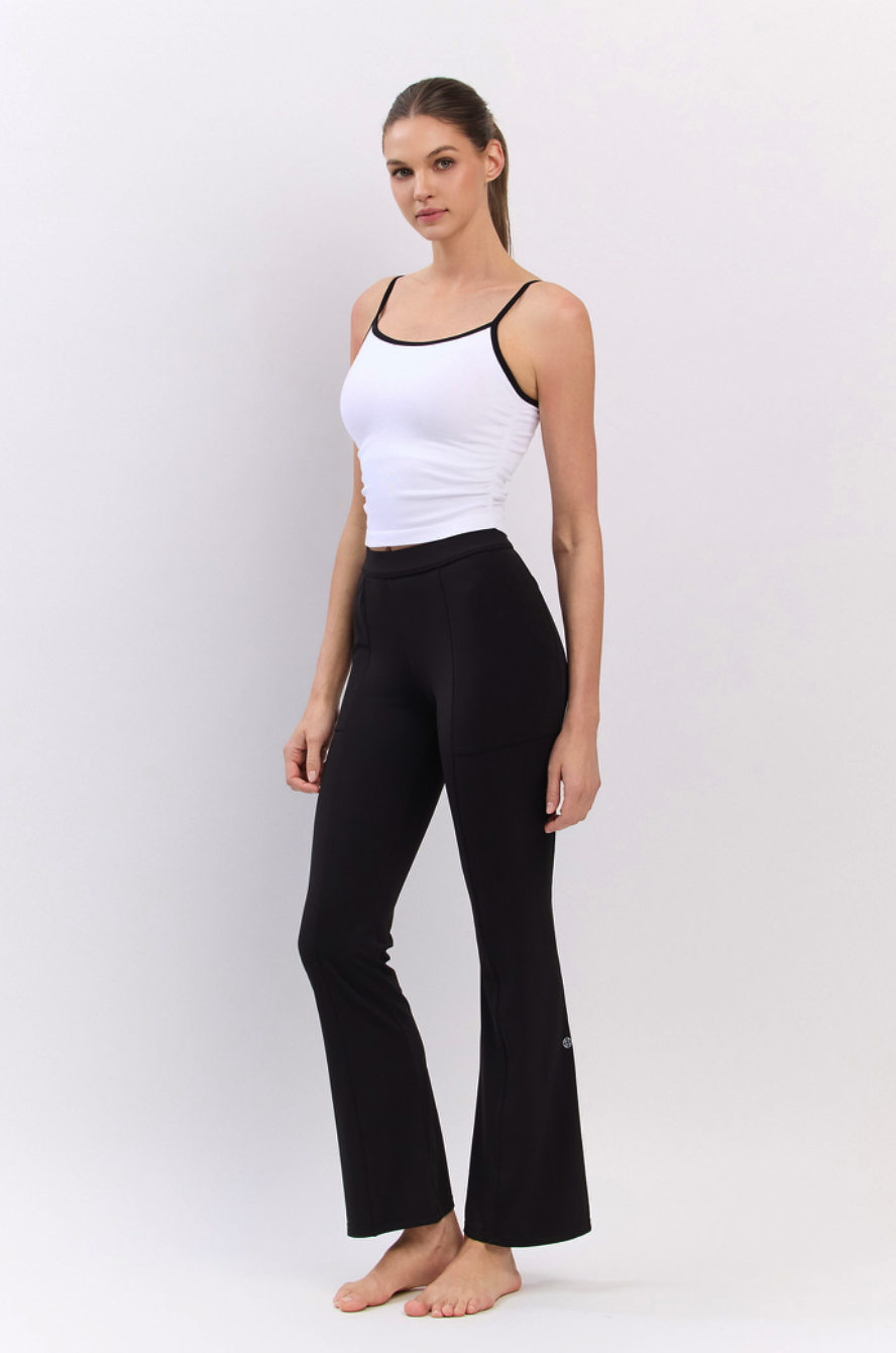 PL408 SLIT BOOT-CUT PANTS BLACK サイズ: S/M