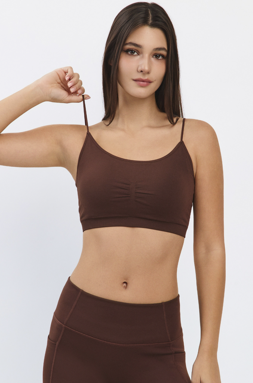 TB044 SEAMLESS BRATOP BROWN サイズ: S/M