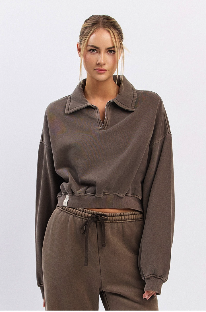 TL207 COLLAR HALF-ZIP BROWN FADE