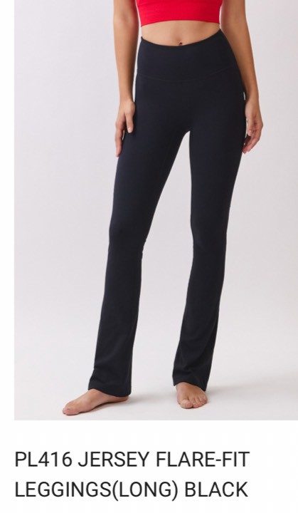 PL416 JERSEY FLARE-FIT LEGGINGS(LONG) BLACK サイズ: S/M