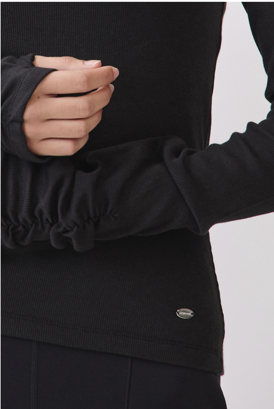 TL134 RIBBED L/SLEEVE T-SHIRT BLACK サイズ: S/M