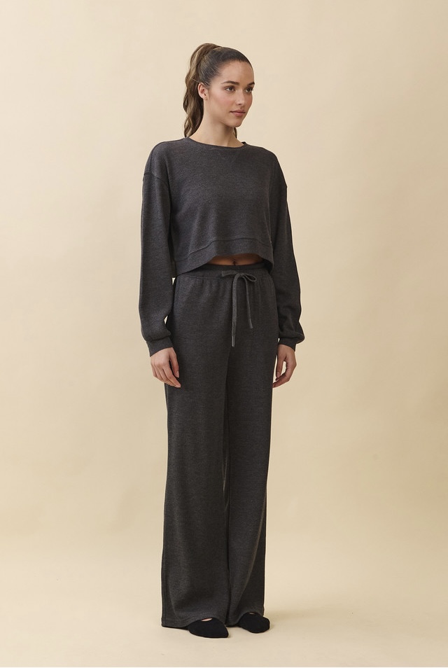 PJ483 WAFFLE LOUNGE PANTS CHARCOAL SOLID サイズ: S