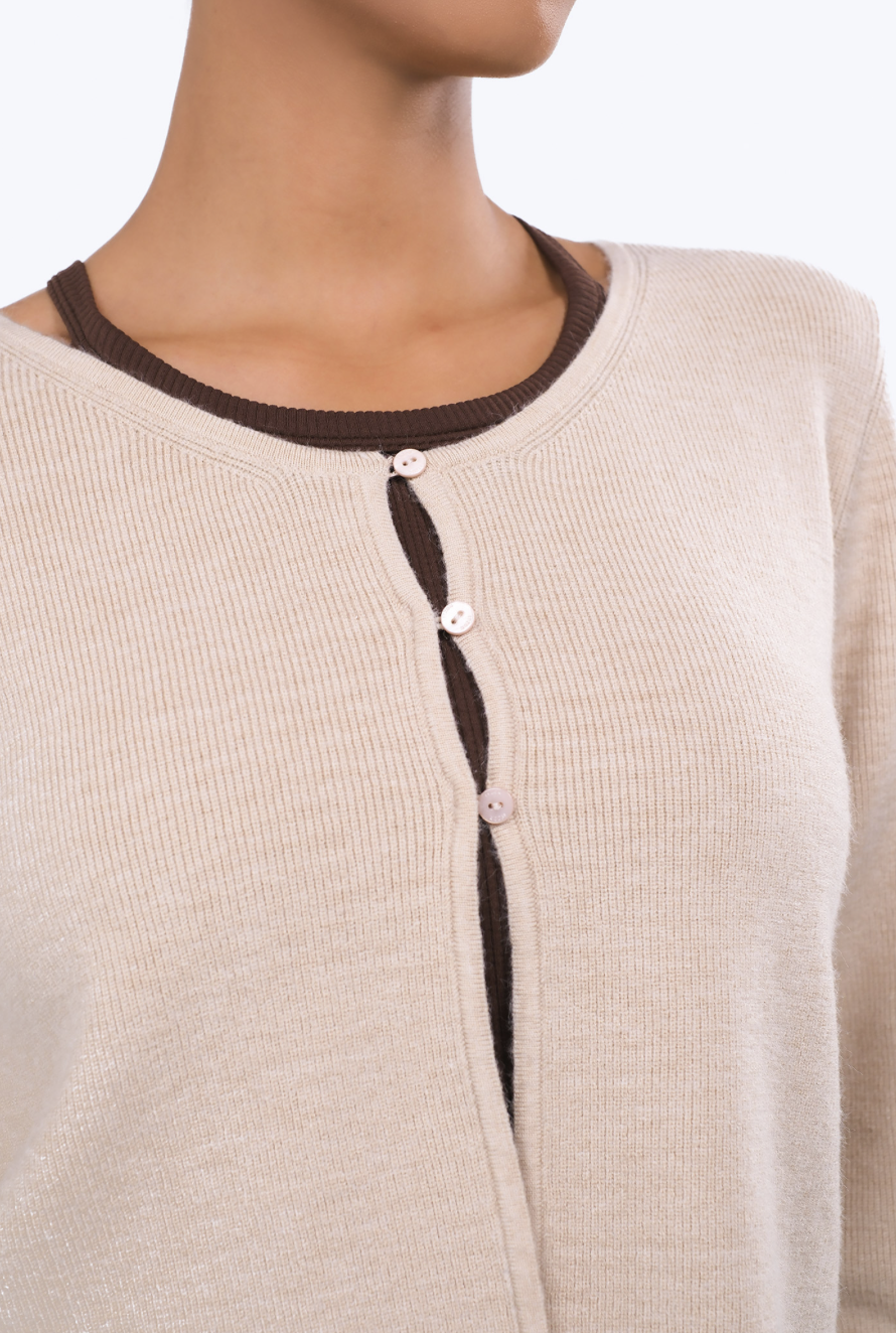 SC244 STRAP CARDIGAN BEIGE サイズ: F