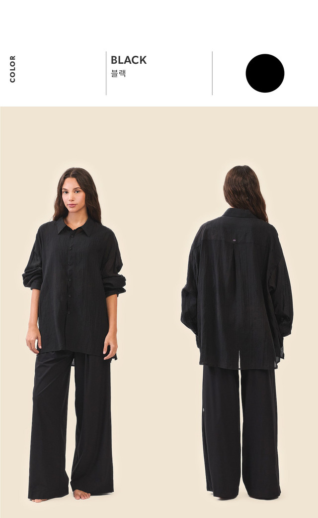 ST194 WRINKLED SLIT SHIRT BLACK SOLID サイズ: F