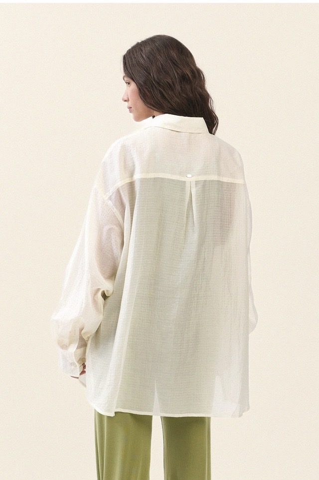 ST194 WRINKLED SLIT SHIRT L.YELLOW SOLID サイズ: F