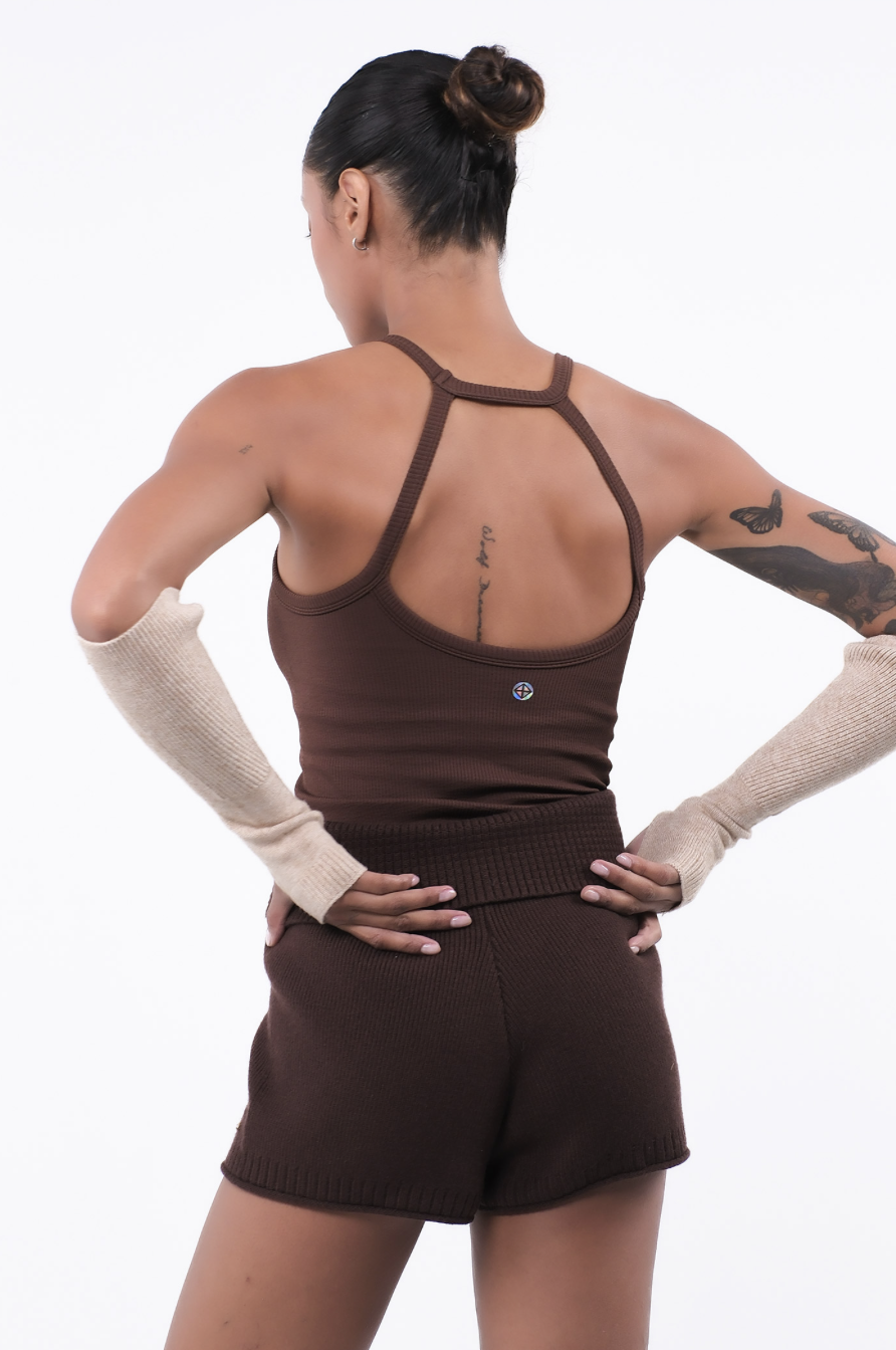 TT002 SIGNITURE HALTER TANK BROWN サイズ: S/M